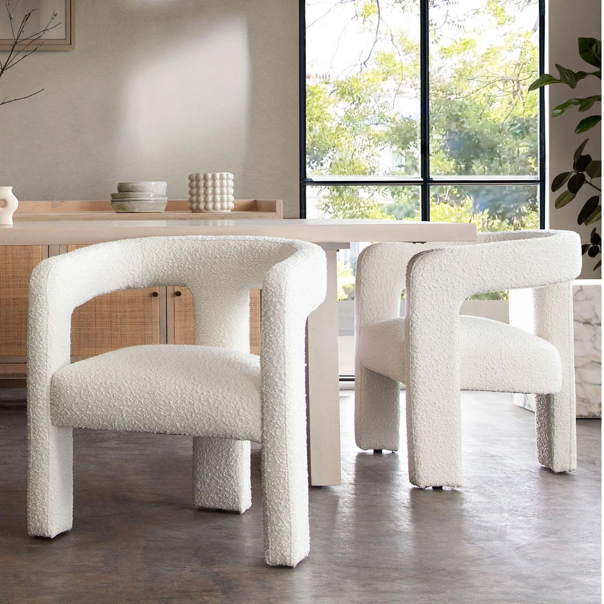 Ivory Boucle Dining & Accent Chair S401