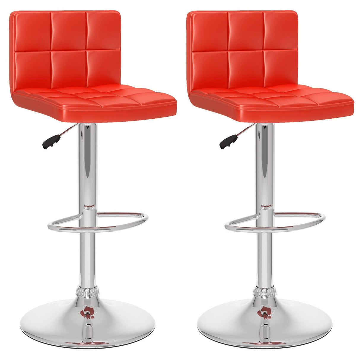Adjustable Leatherette Bar Stool Set of 2 Red X424504