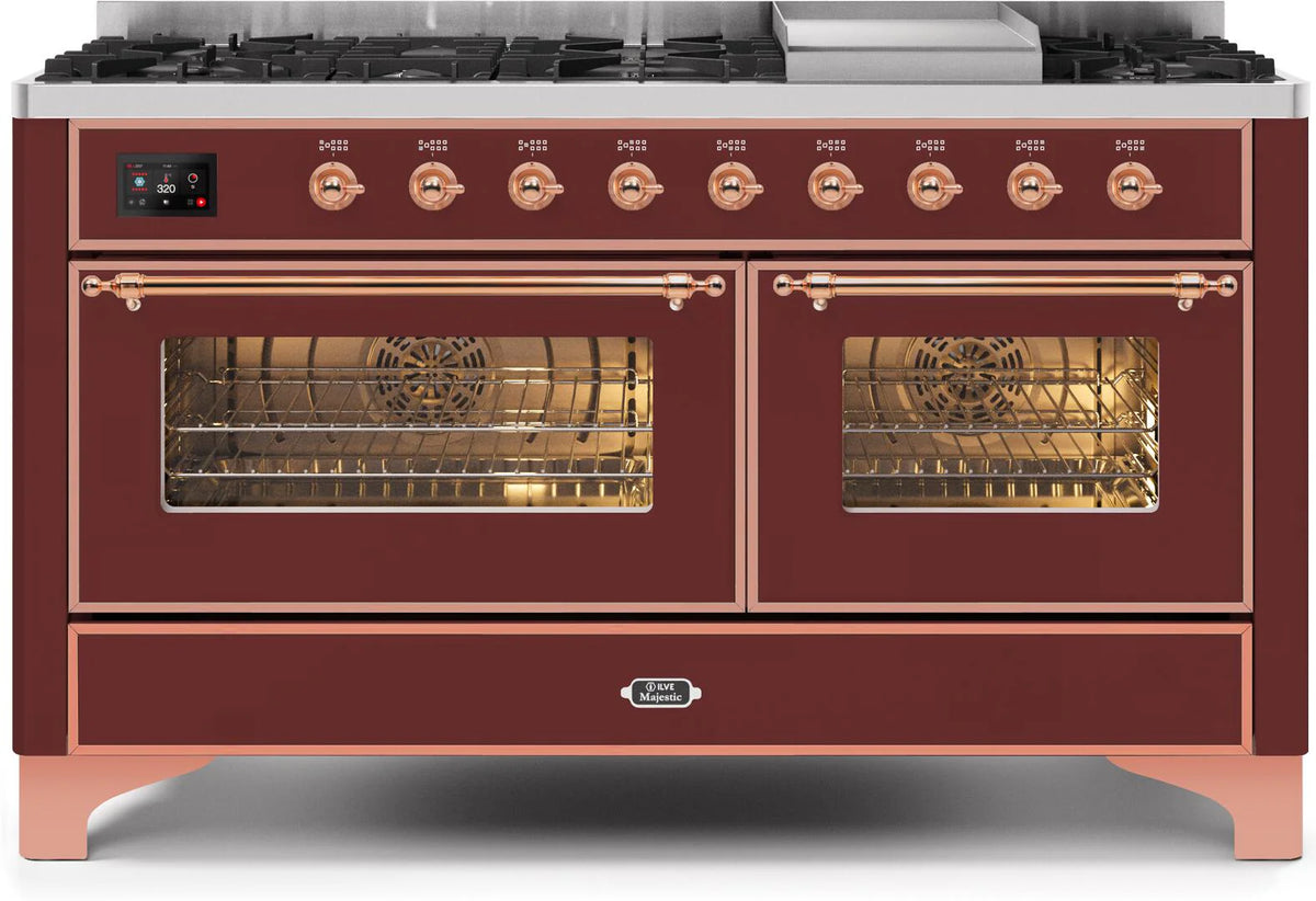 60 Dual Fuel Natural Gas Range Burgundy Copper Trim P982