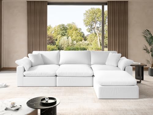 White U-Shaped Sectional Sofa with Detachable Covers E27841