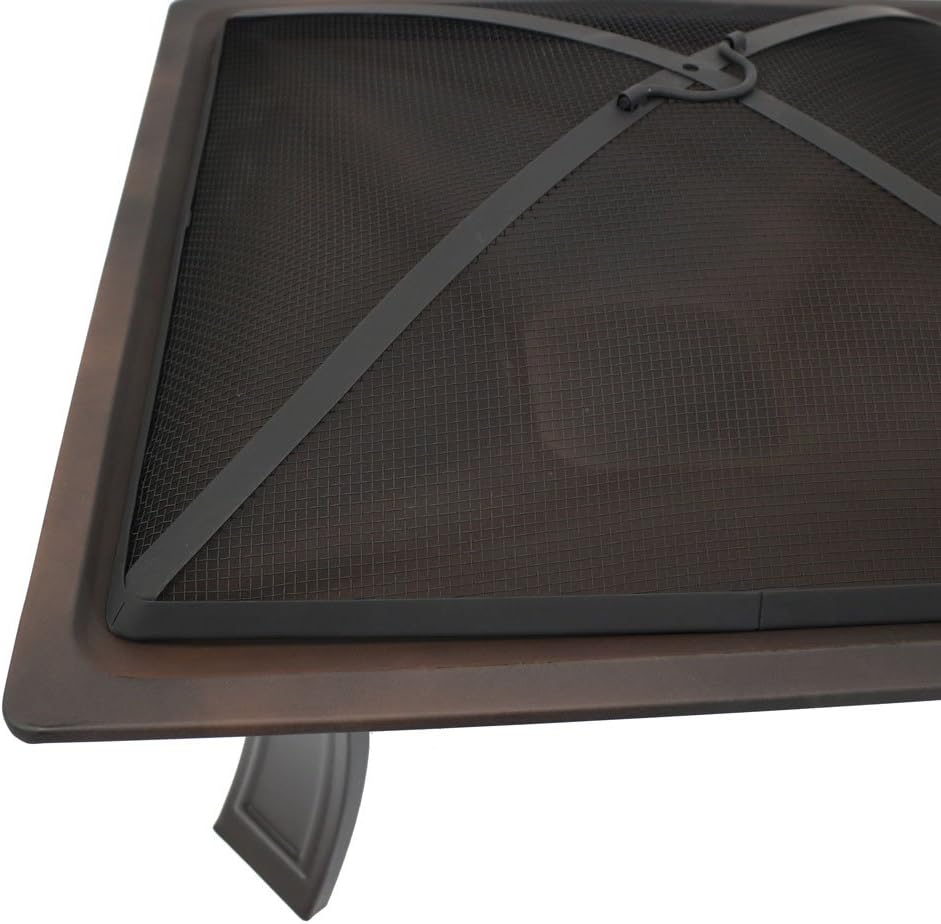 26-Inch Square Wood Burning Fire Pit with Spark Screen, Poker and Carrying Case X440541