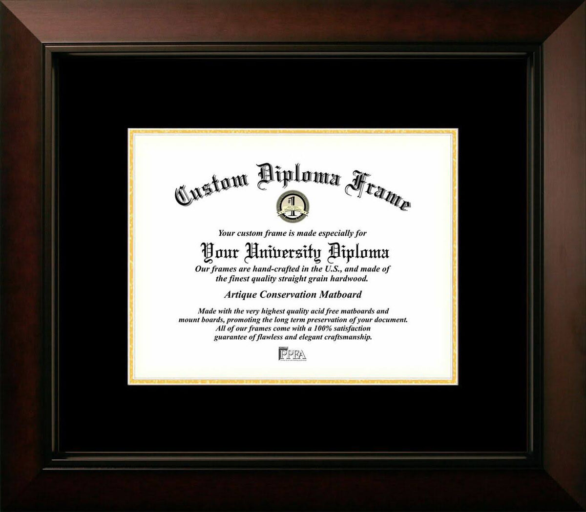8.5x11 Black & Gold Certificate Frame L2254
