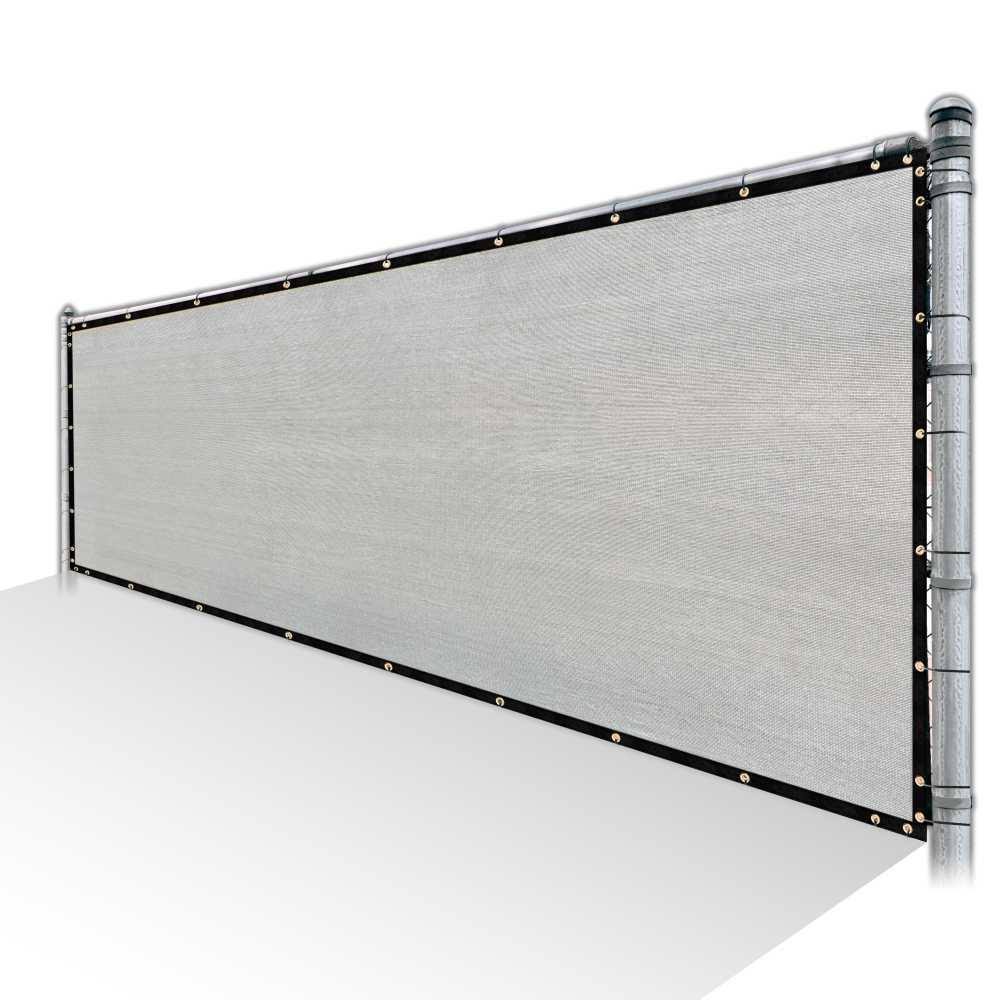 Grey Privacy Fence Screen HDPE Mesh Windscreen with Reinforced Grommets F8169