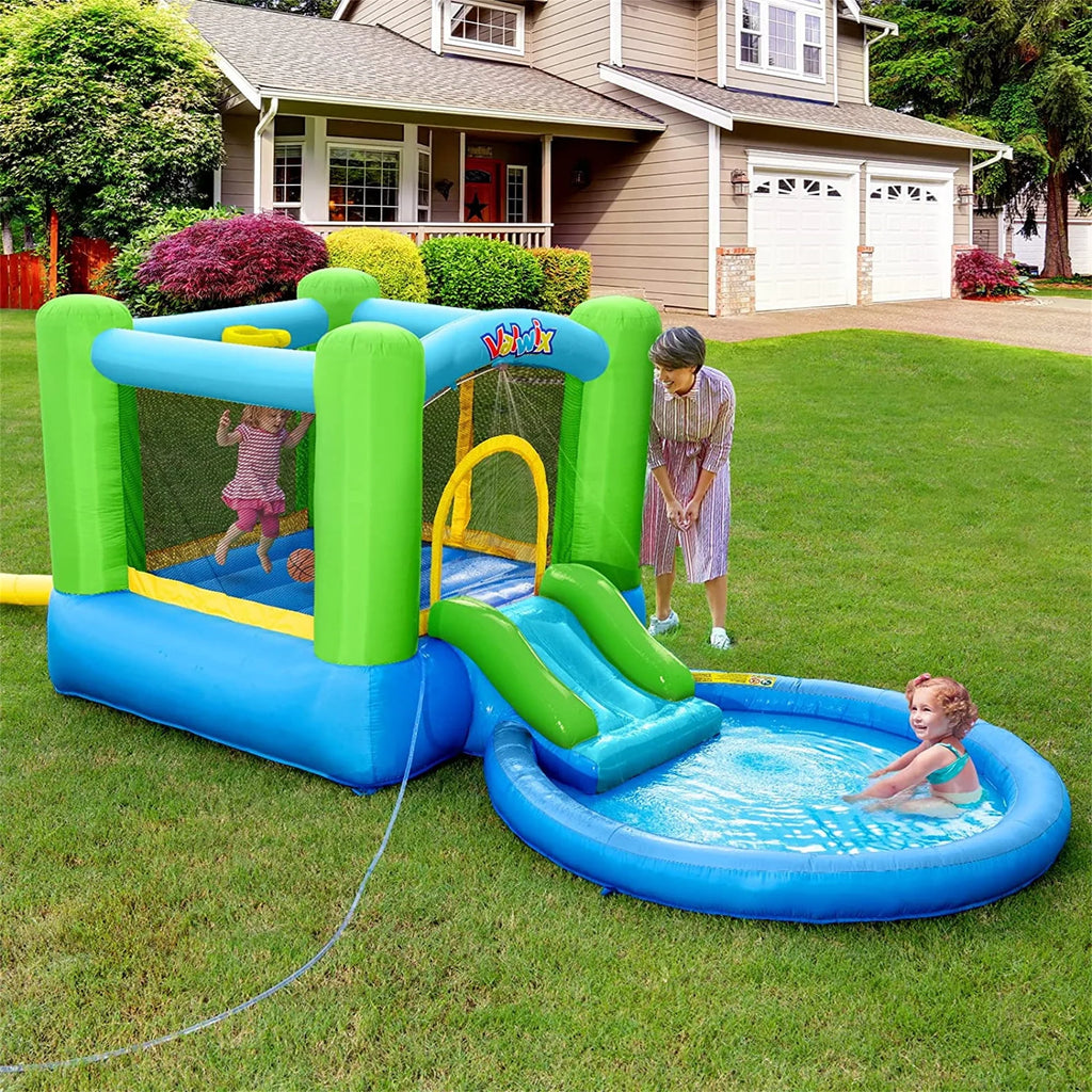 Inflatable Bounce House with Blower, Waterslide & Pool C782
