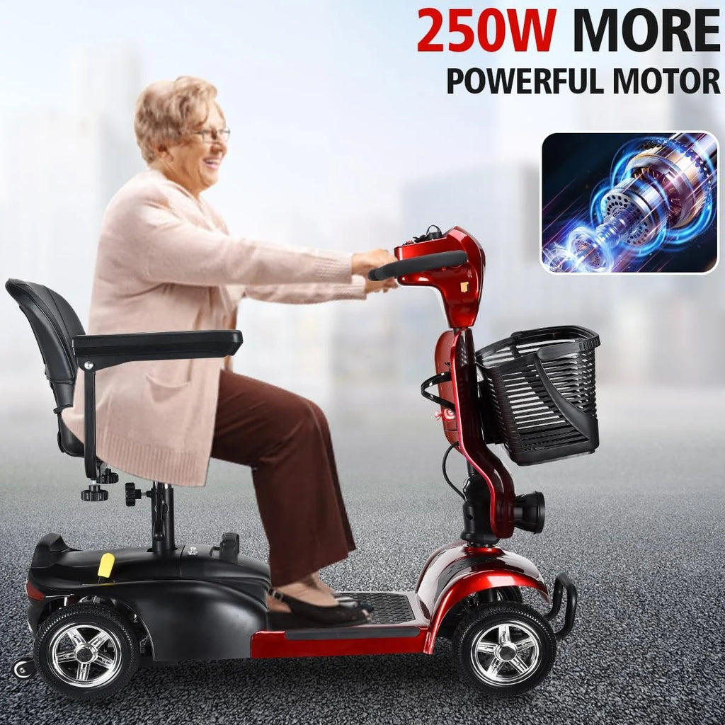 4 Wheel Foldable Mobility Scooter with Charger and Basket S47198