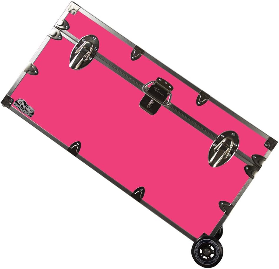 Lockable Trunk Footlocker with Wheels Large 32 x 18 x 16.5 Inches Purple F1926