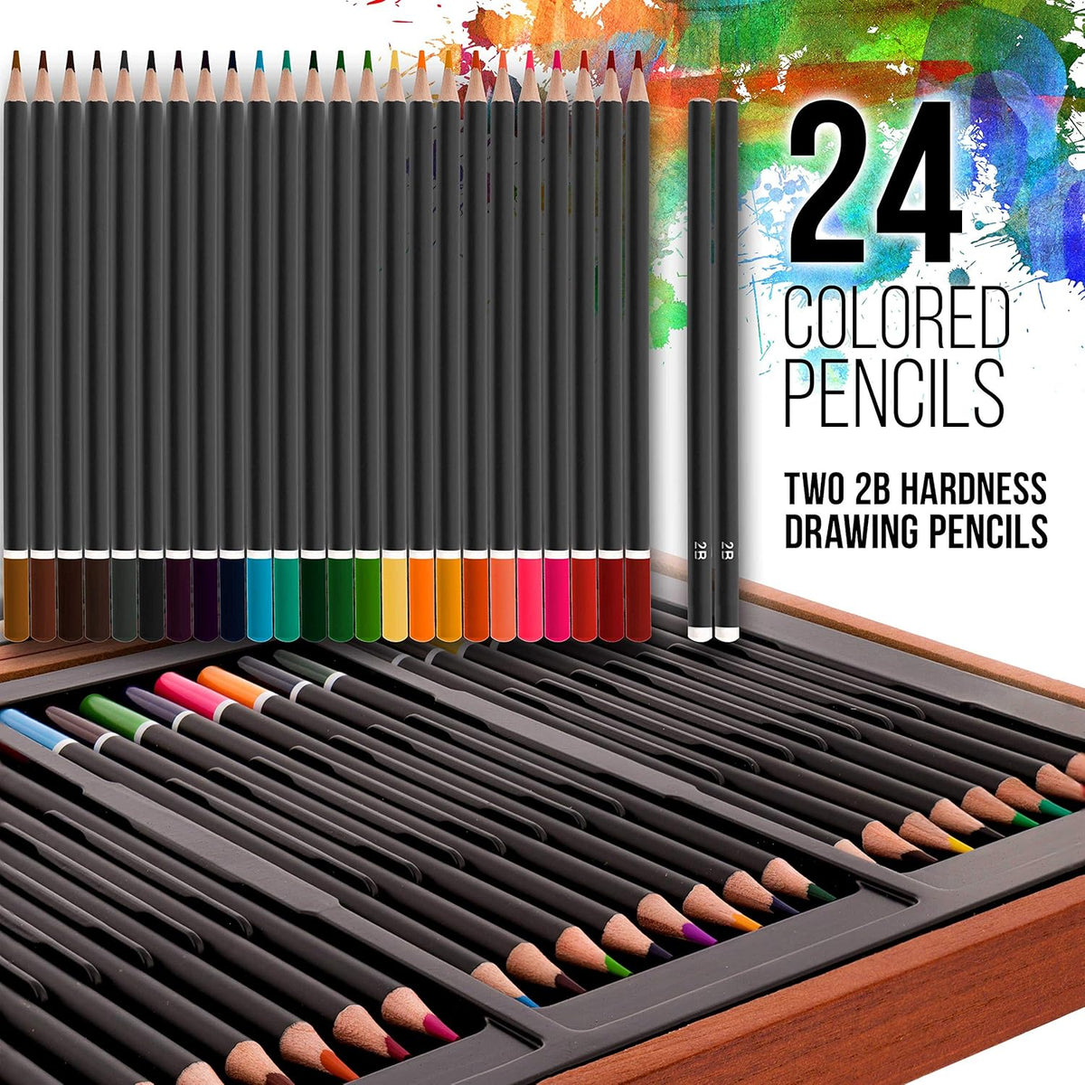 104-Piece Deluxe Art Creativity Set in Wooden Case with Wood Desk Easel D996