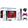 PlayStation 5 Slim Disc Edition Gaming Console with Two Controllers White and Nova Pink Dualsense B5340