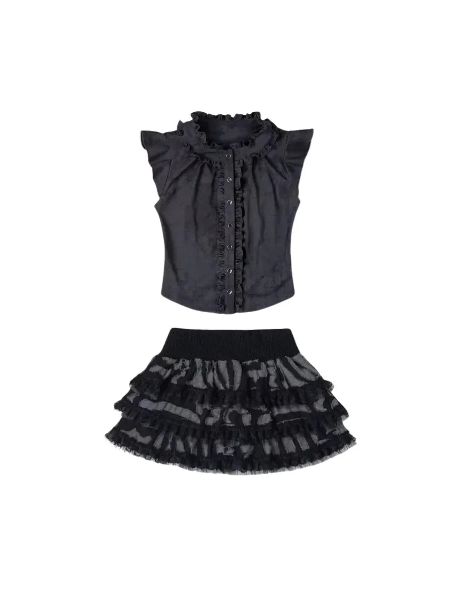 Ruffle Shirts Skirt Set R6384