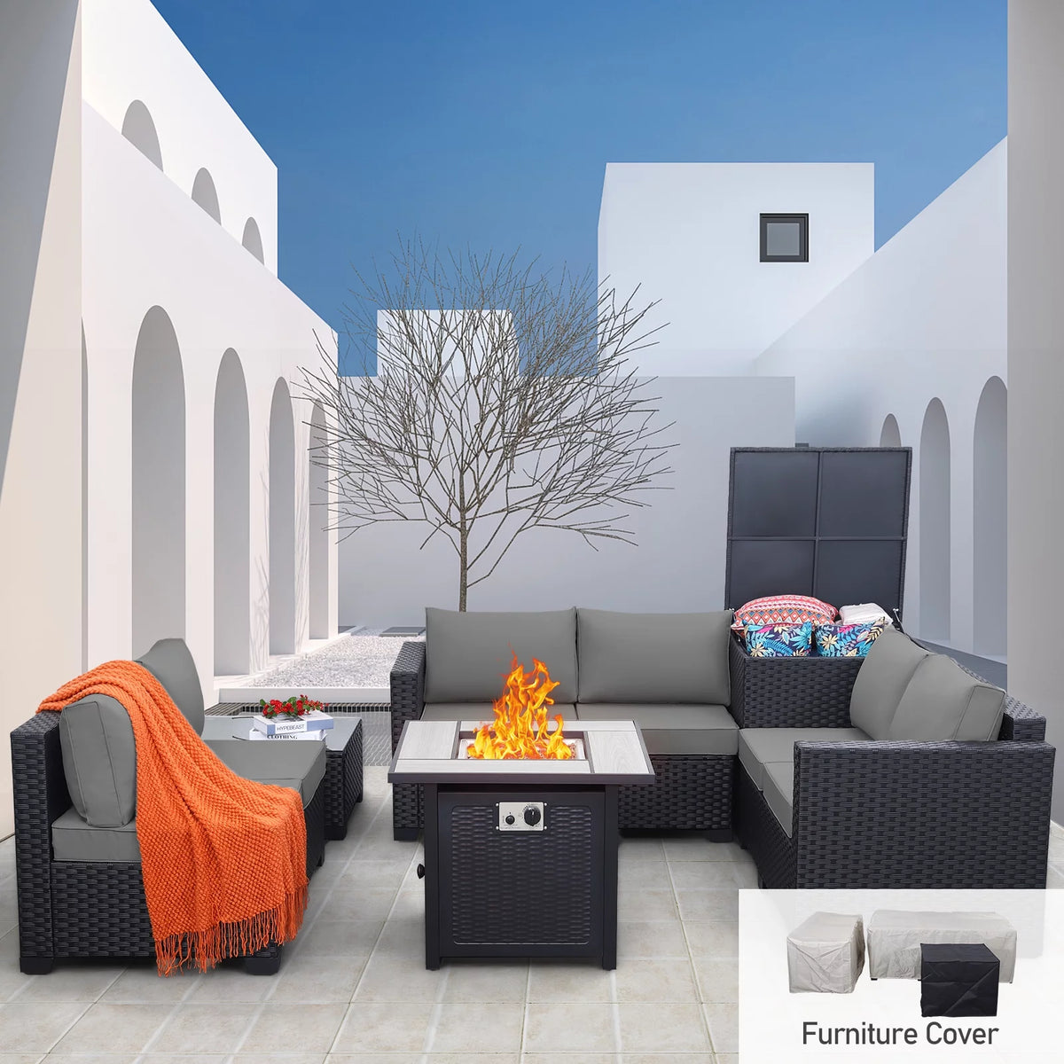 5 Pcs Outdoor Conversation Set with Fire Pit D3975