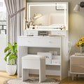 White Vanity Desk with Lighted Mirror and Charging Station T51965