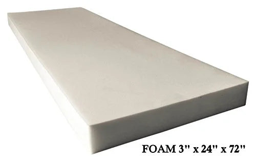 Upholstery Foam High Density Cushion Seat Replacement, 3" H x 24" W x 72" L G60009