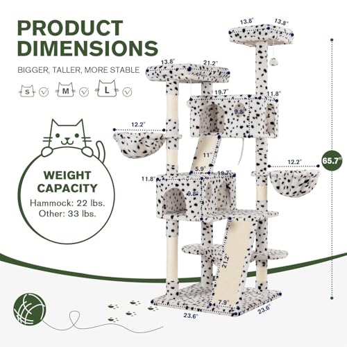 66 Inches Multi-Level Cat Tree Tower with Hammock and Baskets B724