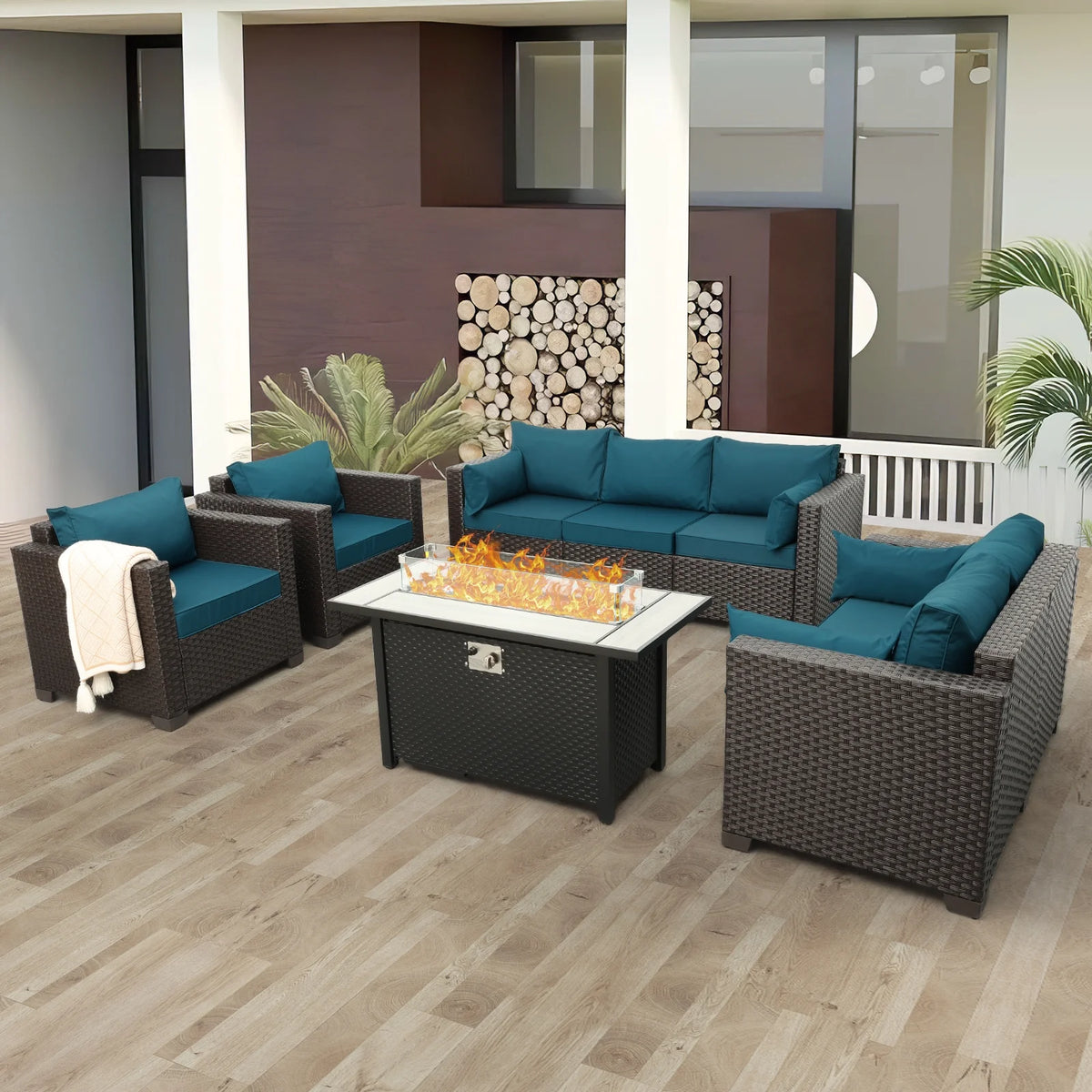 5 Pcs Outdoor Conversation Set with Fire Pit D3975