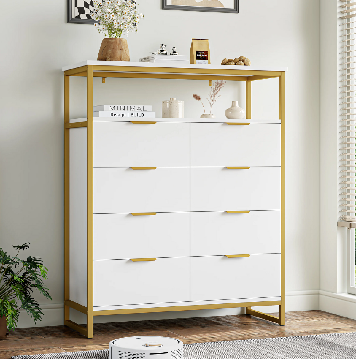 White 8 Drawer Wood Dresser O900