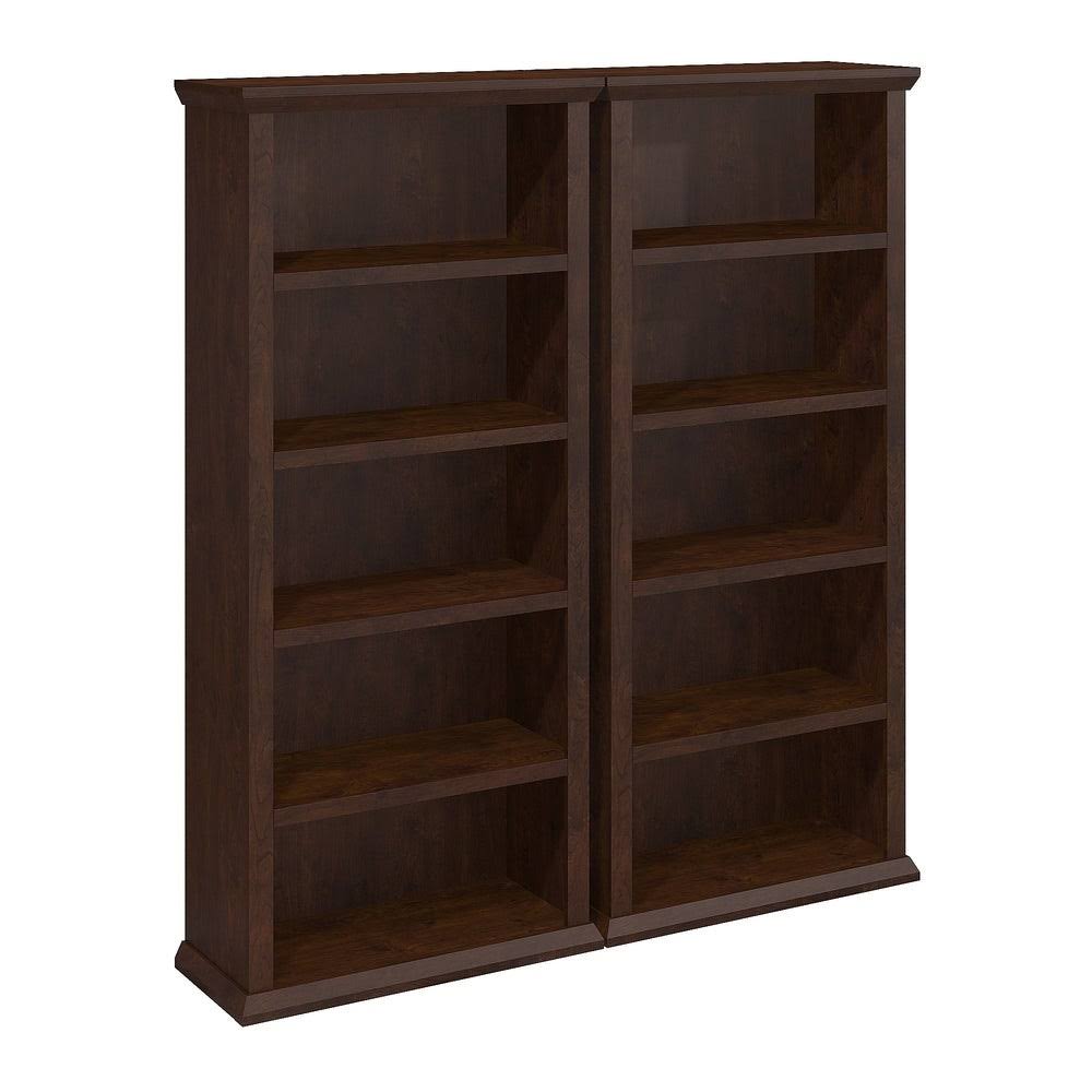 White Oak 5 Shelf Bookcase Set of 2 I9043