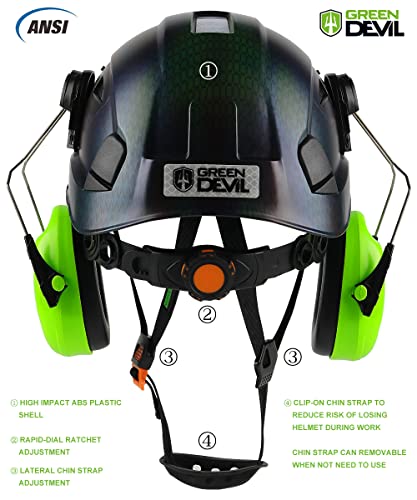 Safety Helmet Hard Hat with Visor and Ear Protection Adjustable Lightweight Vented ABS Work Helmet 6-Point Suspension D411