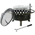 2 in 1 Wood Burning Fire Pit with Mesh Spark Screen Doors O885