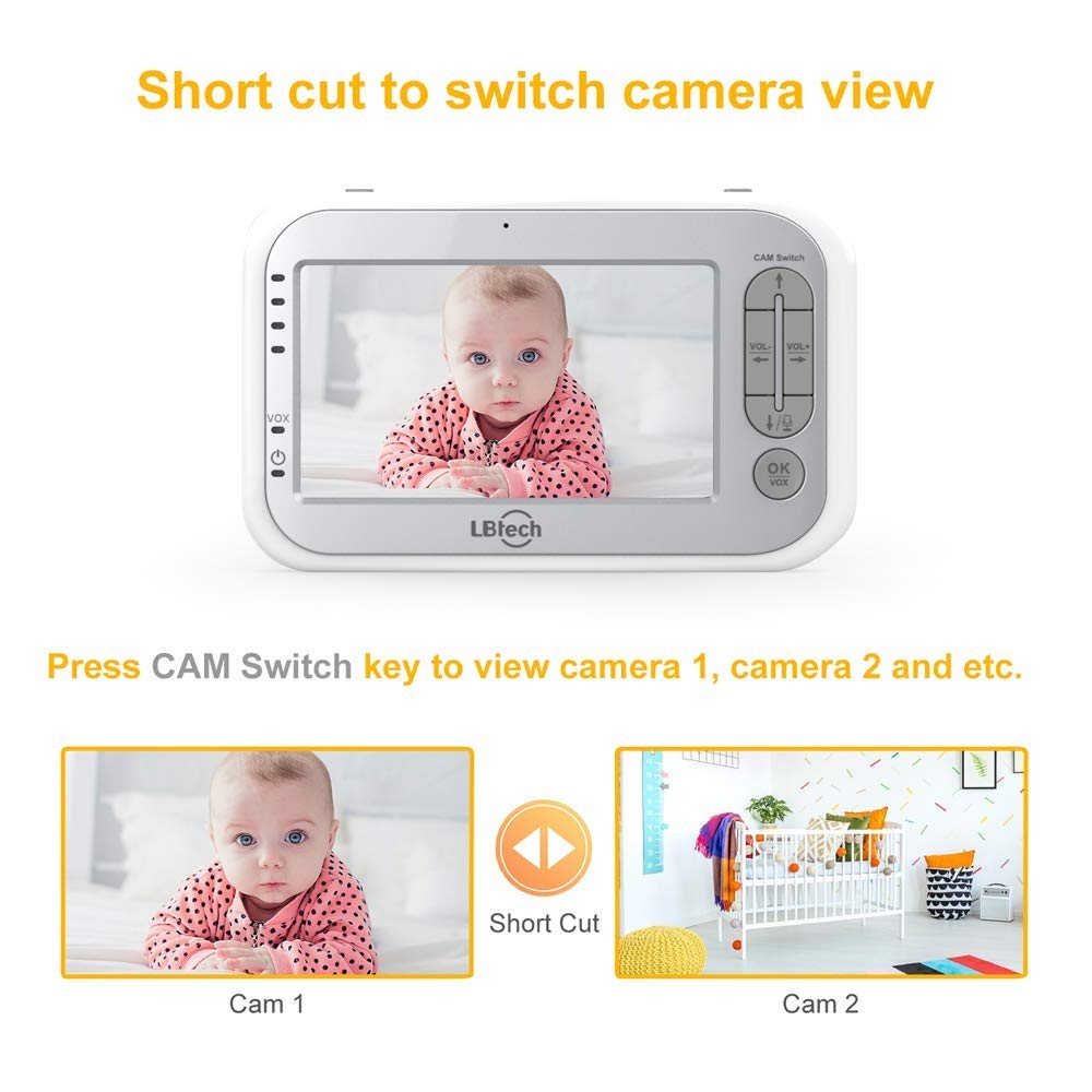 Video Baby Monitor with Two Cameras and 4.3 LCD R321565