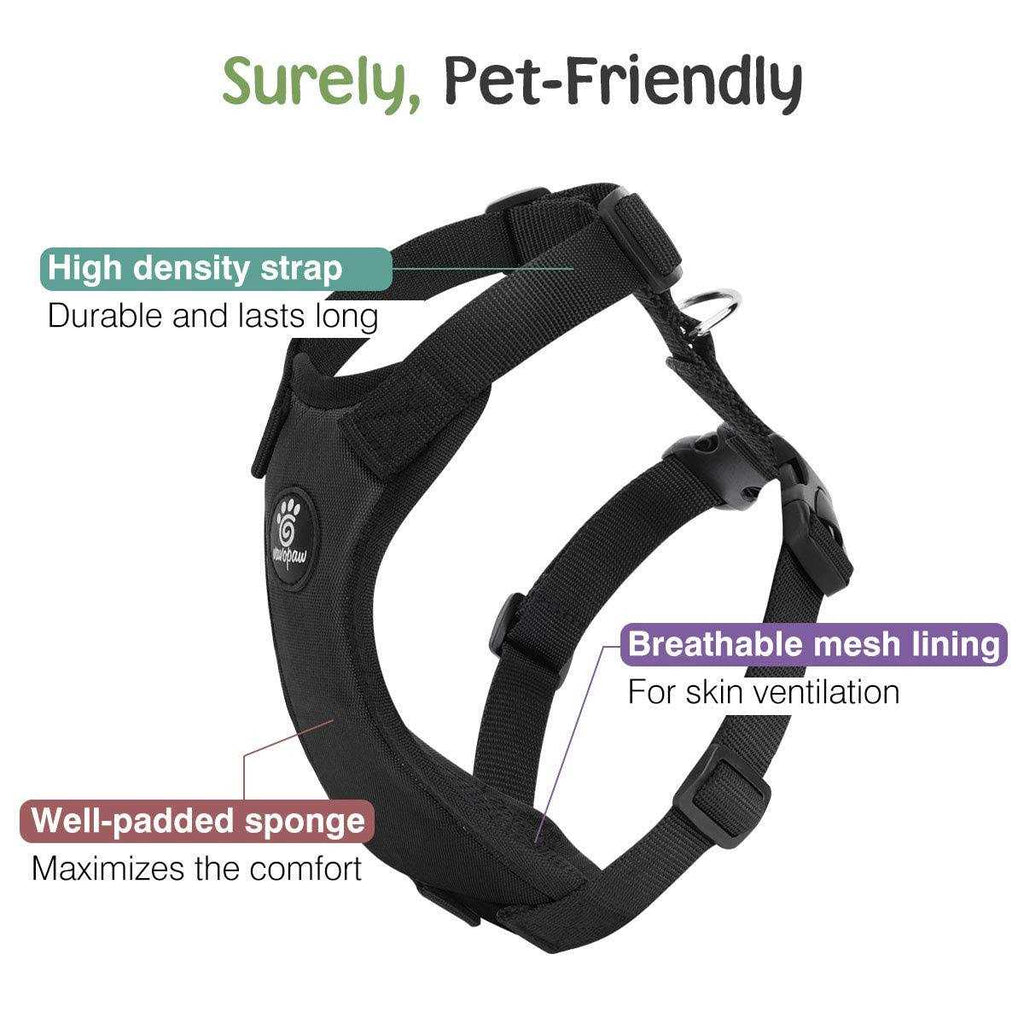 Adjustable Soft Padded Mesh Dog Vehicle Safety Vest Harness with Travel Strap and Carabiner L321