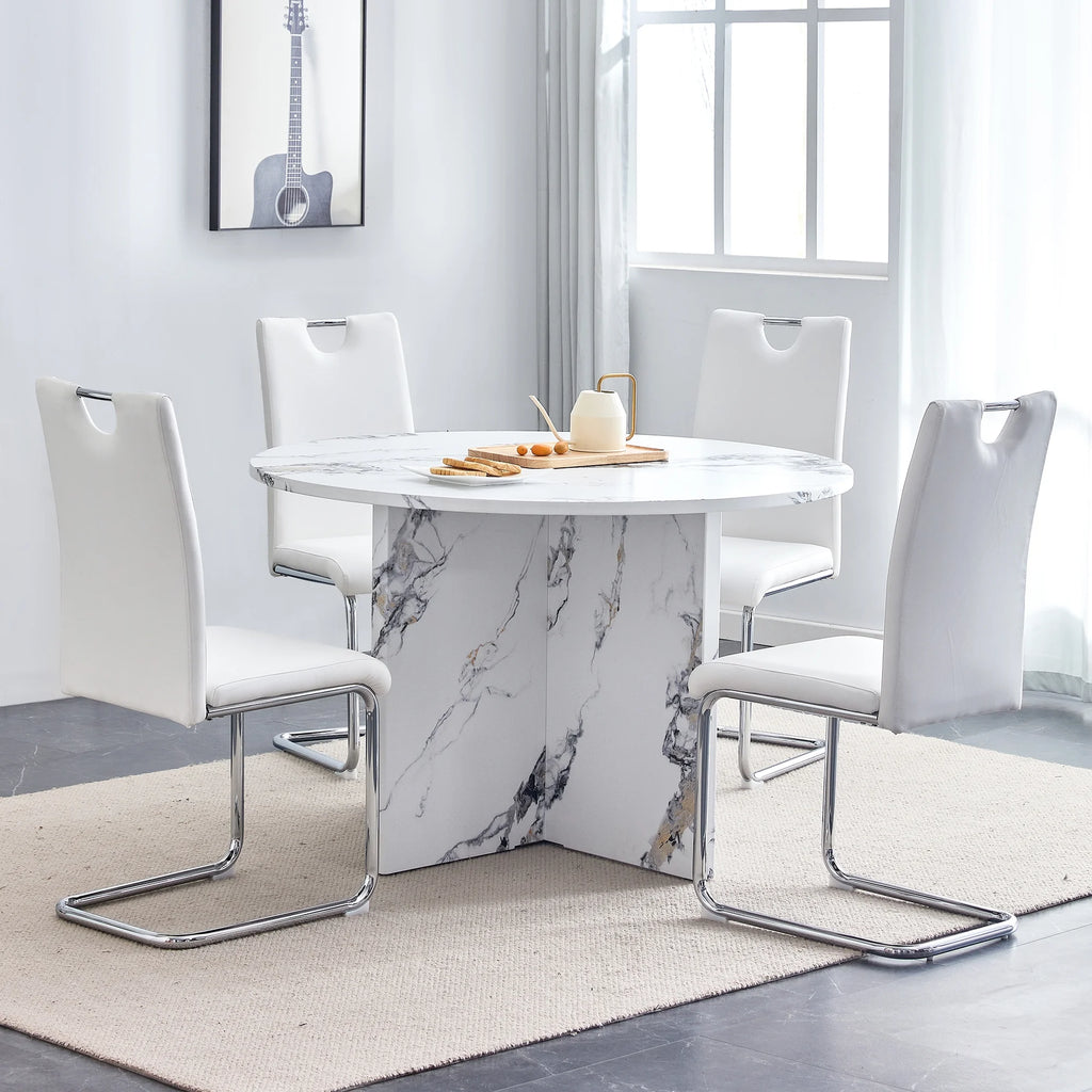 5 Piece 47 Inch Round MDF Dining Table Set K1633