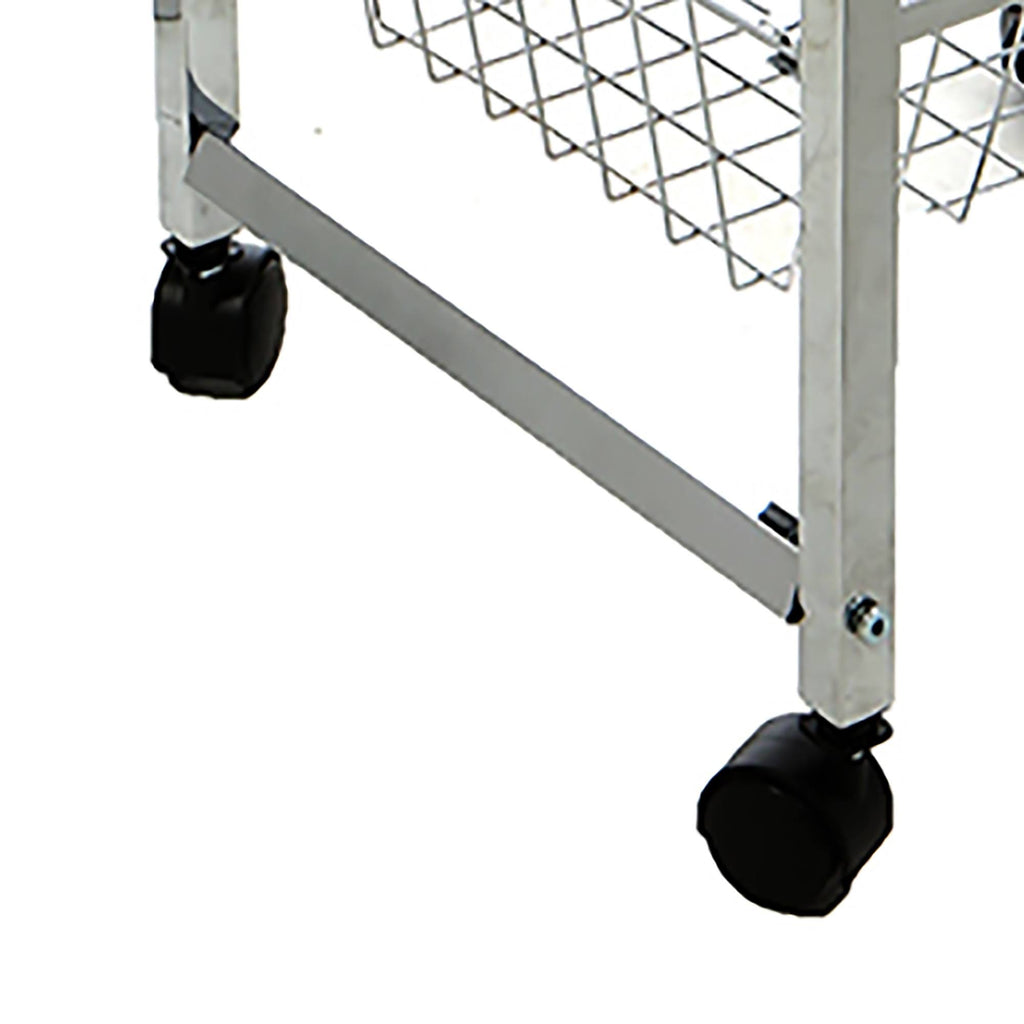 4 Tier Wire Basket Cart with Wood Surface Y218