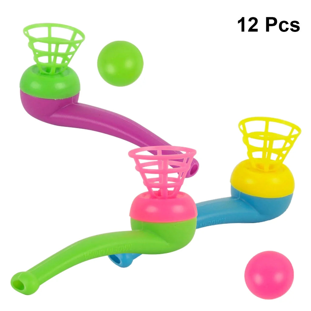 12pcs Plastic Floating Ball Toy Blow Pipe Party Game Y786486