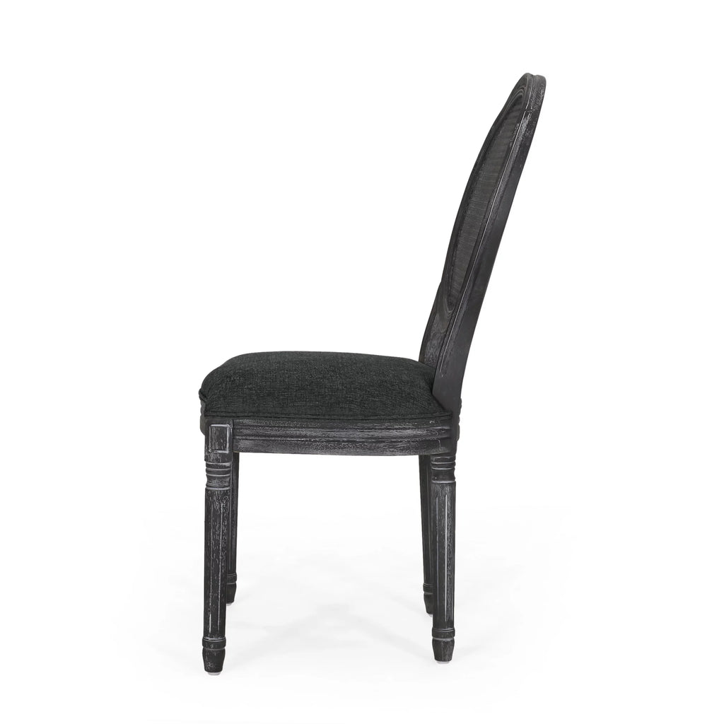 Upholstered Wood and Cane Dining Chairs, Set of 4 H50820