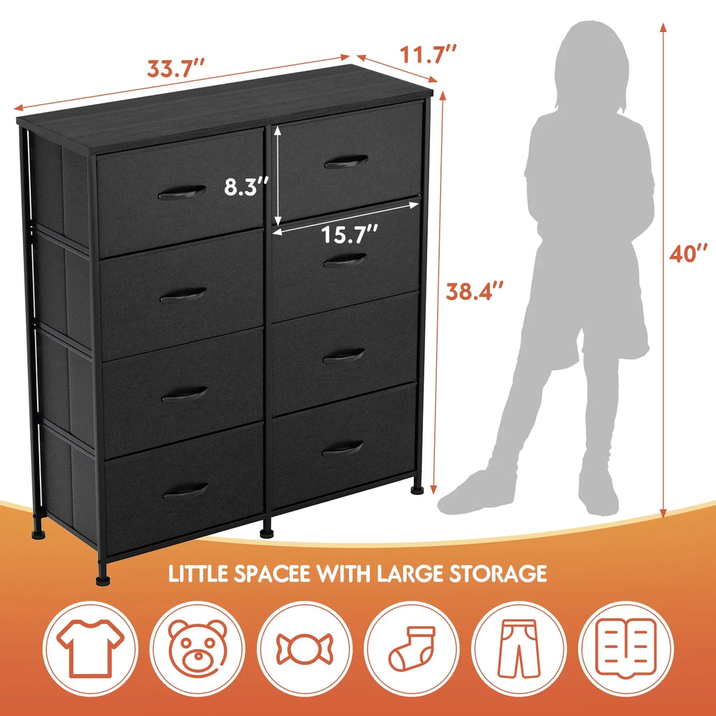 5 Drawer Fabric Dresser with Wood Top T631916