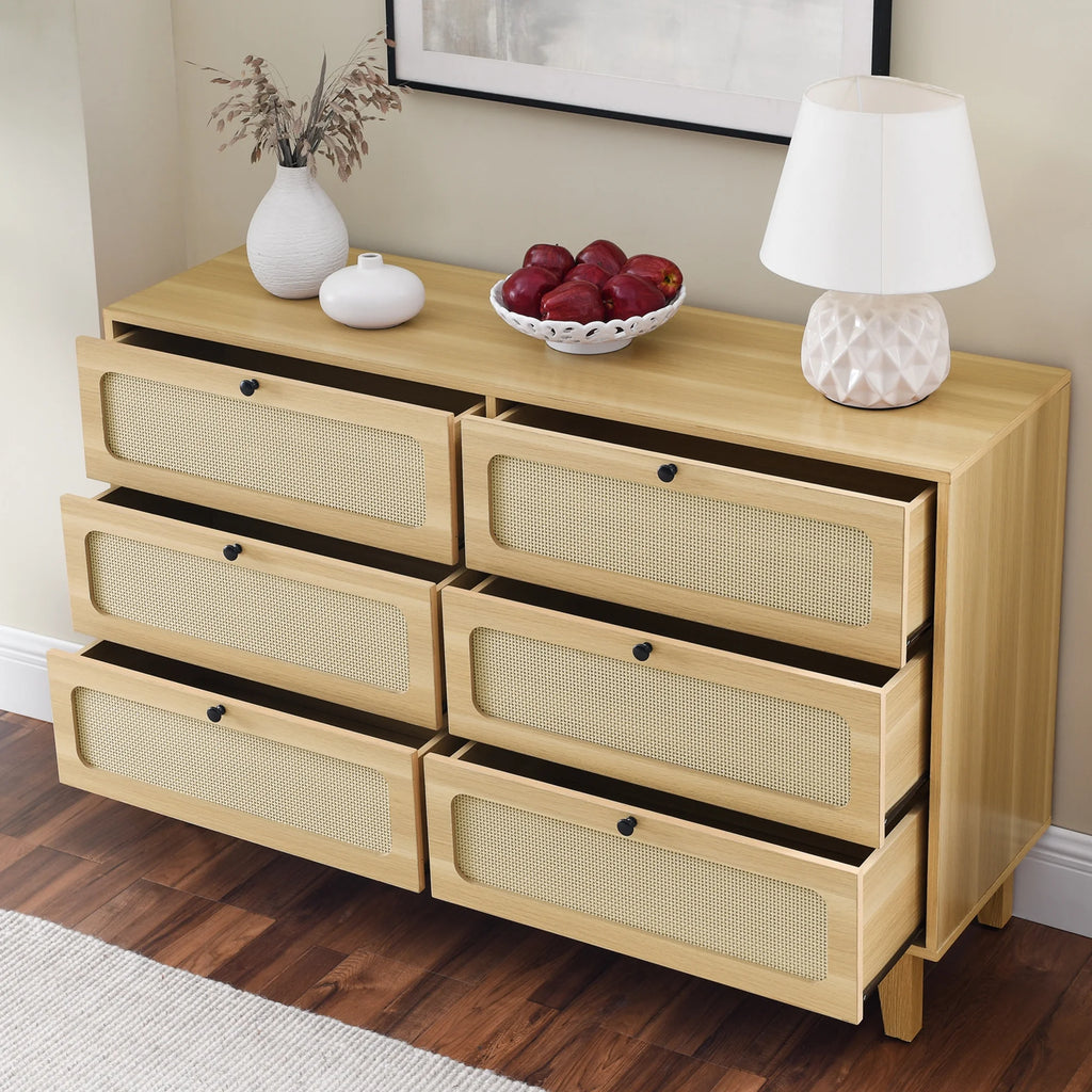 6 Drawer Rattan Dresser V8811
