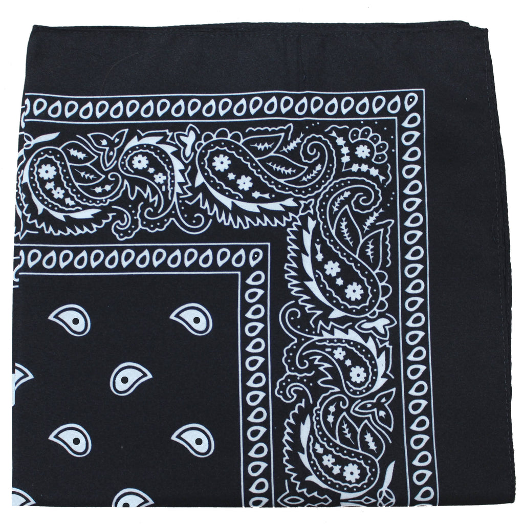 96 Pc 100% Cotton Double Sided Bandanas (Black) G3548