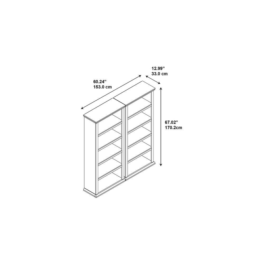 White Oak 5 Shelf Bookcase Set of 2 I9043