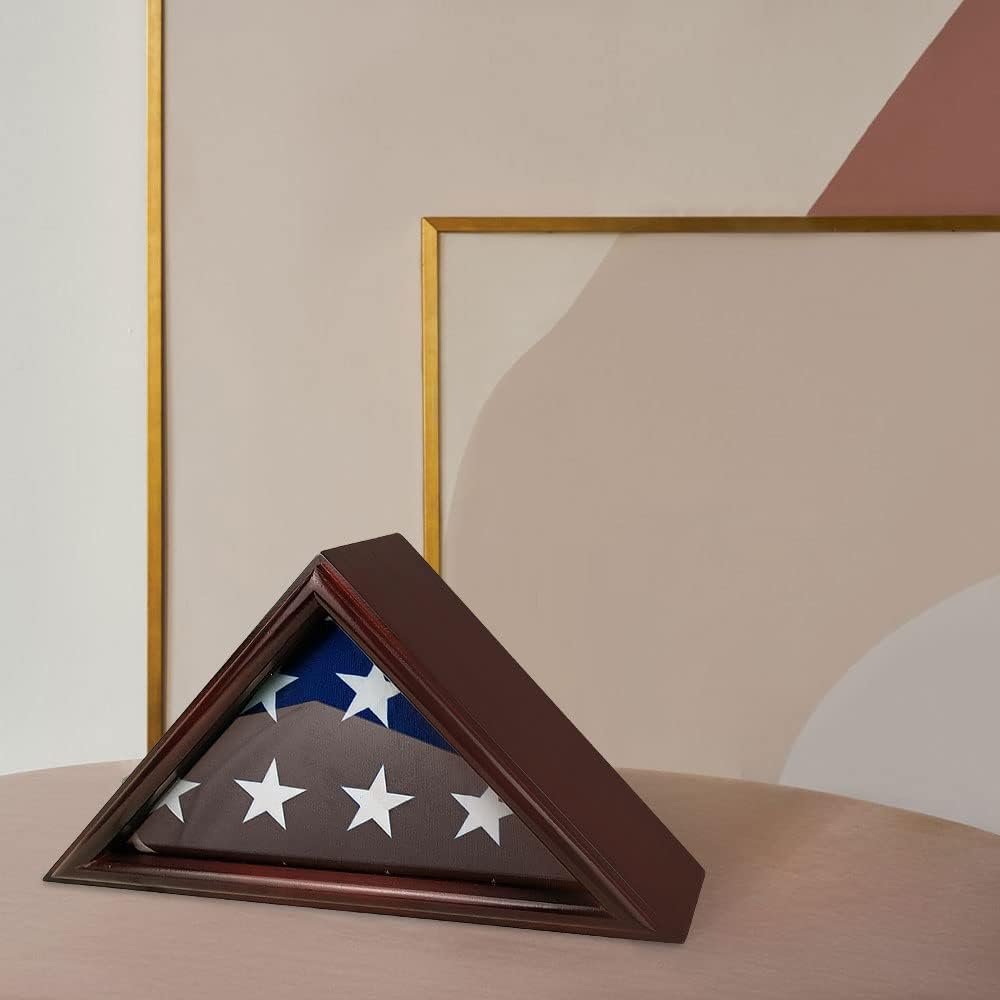 Mahogany Finish Wooden Flag Display Case P10776