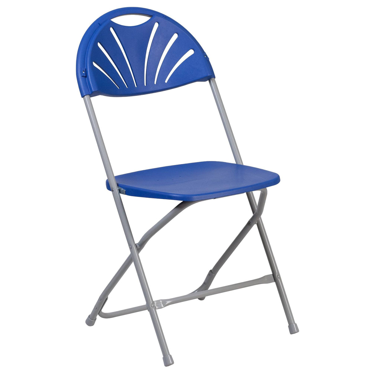 2 Pack Blue Plastic Fan Back Folding Chair I446