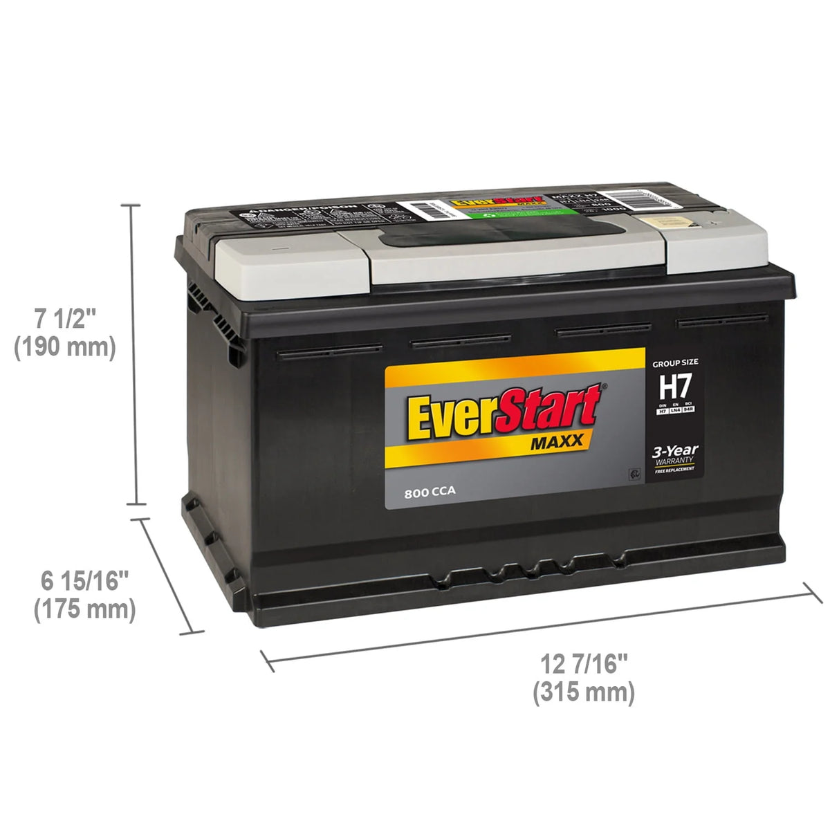 Lead Acid Automotive Battery Group Size H7 12 Volt 800 CCA C566393