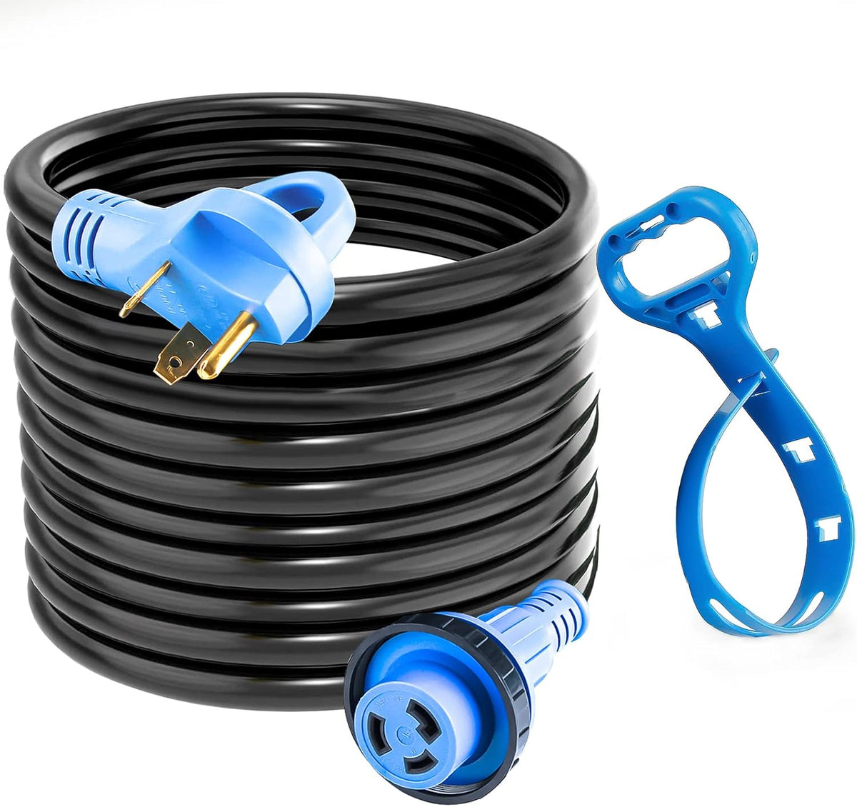50 Feet RV Power Extension Cord, Heavy Duty STW Wire, Blue G79353
