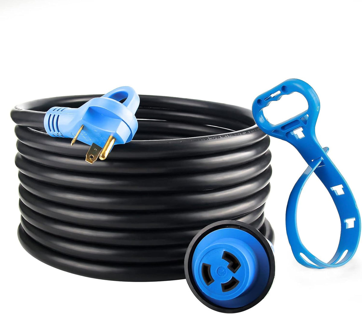 50 Feet RV Power Extension Cord, Heavy Duty STW Wire, Blue G79353