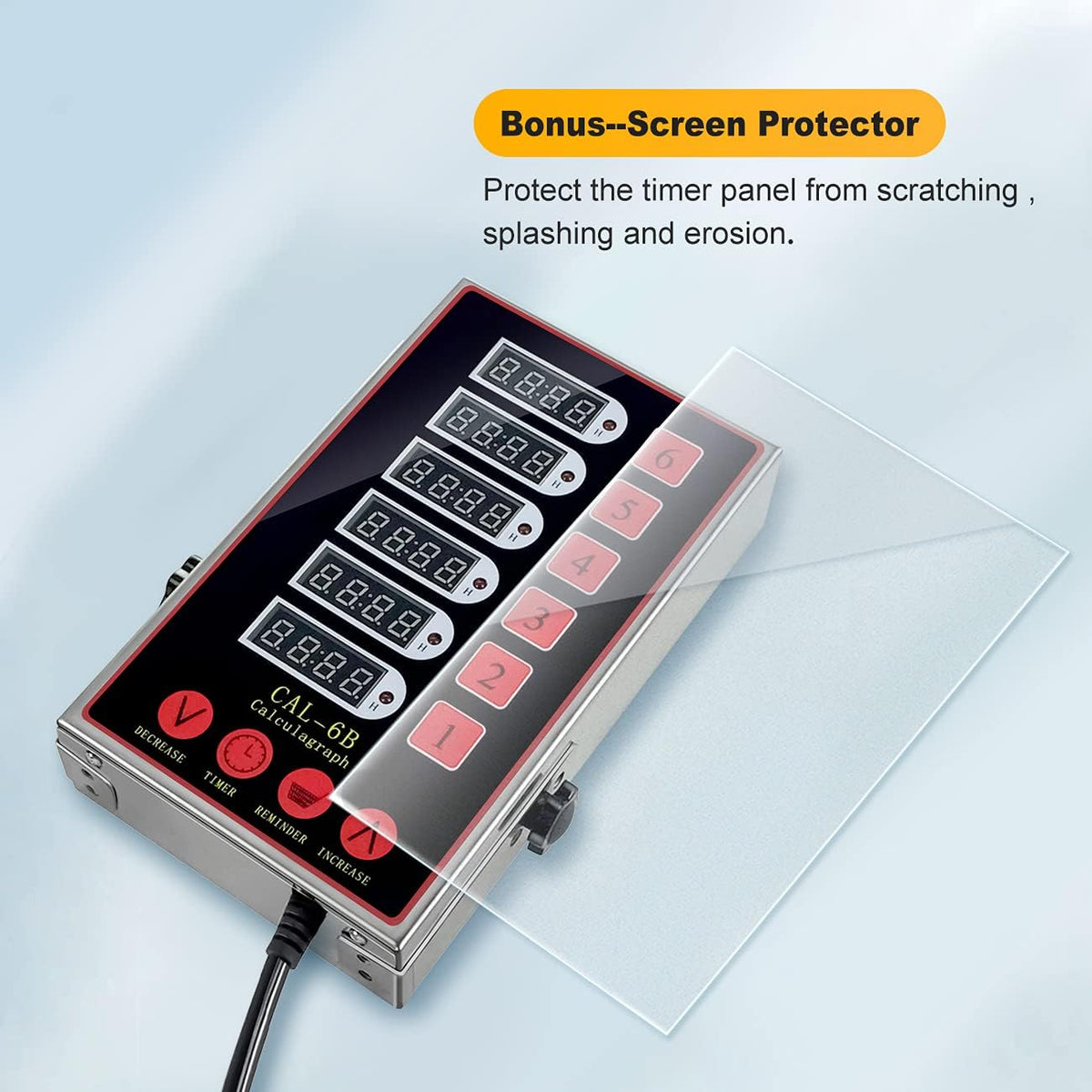 6 Channels Timer Cooking Timers Loud Alarm Clear LED Display Stainless Steel Calculagraph J743