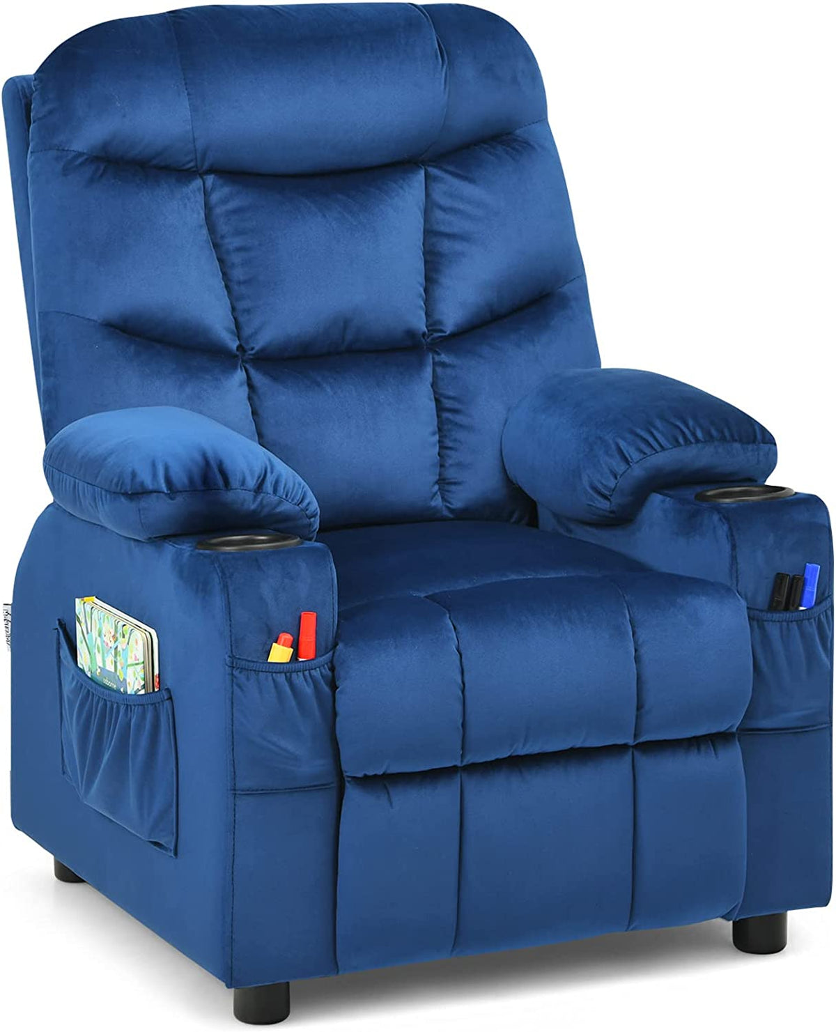 Blue Toddler Recliner Chair with Cup Holder F795193