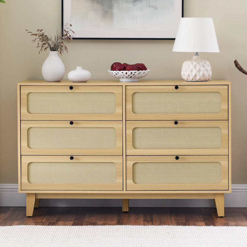 6 Drawer Rattan Dresser V8811