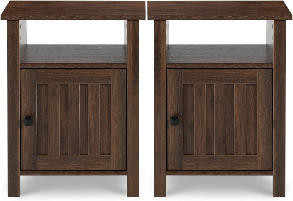 Set of 2 Wood Nightstand with Cabinet & Open Shelf N324310