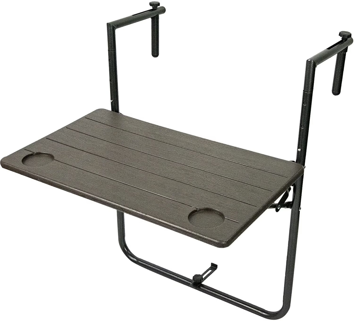 Folding Balcony Hanging Table, Outdoor Railing Bar Serving Table, Antique Wood Grain K721706
