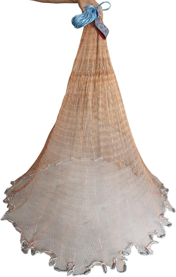 Handmade American Bait Cast Net with Real Lead Sinker Weights Radius 4ft Mesh Size 1/2inch 49 Feet Braided Hand line T644