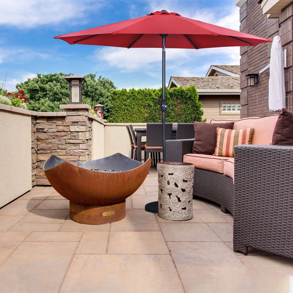 Red 9ft Waterproof Patio Umbrella with Tilt and Crank F413