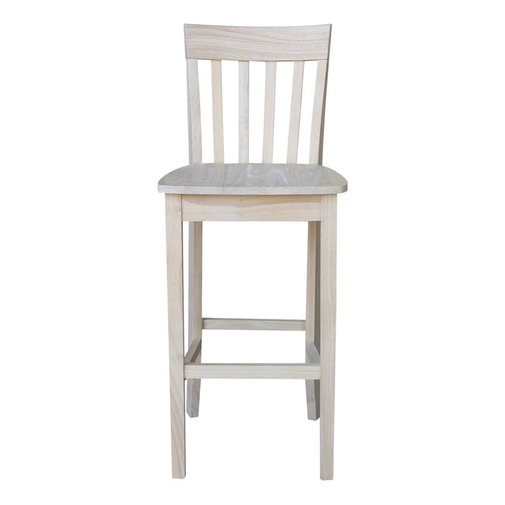 Unfinished Solid Parawood Slatback Counter Height Stool U2994