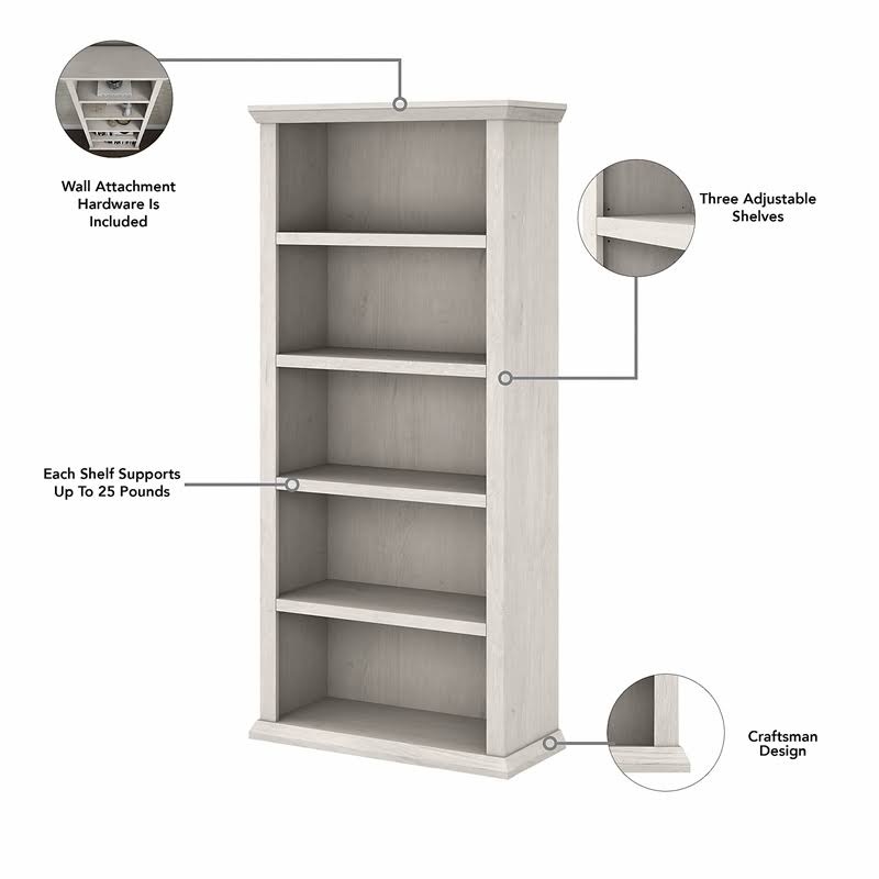 White Oak 5 Shelf Bookcase Set of 2 I9043