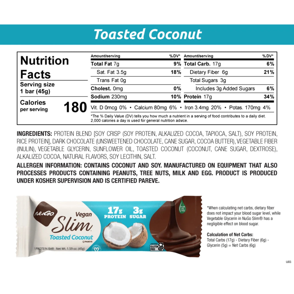 Dark Chocolate Toasted Coconut 12 Count Protein Bar O35612