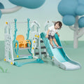 3 in 1 Toddler Slides and Swing Set with Basketball Hoop Kids Climber Playset Blue W321