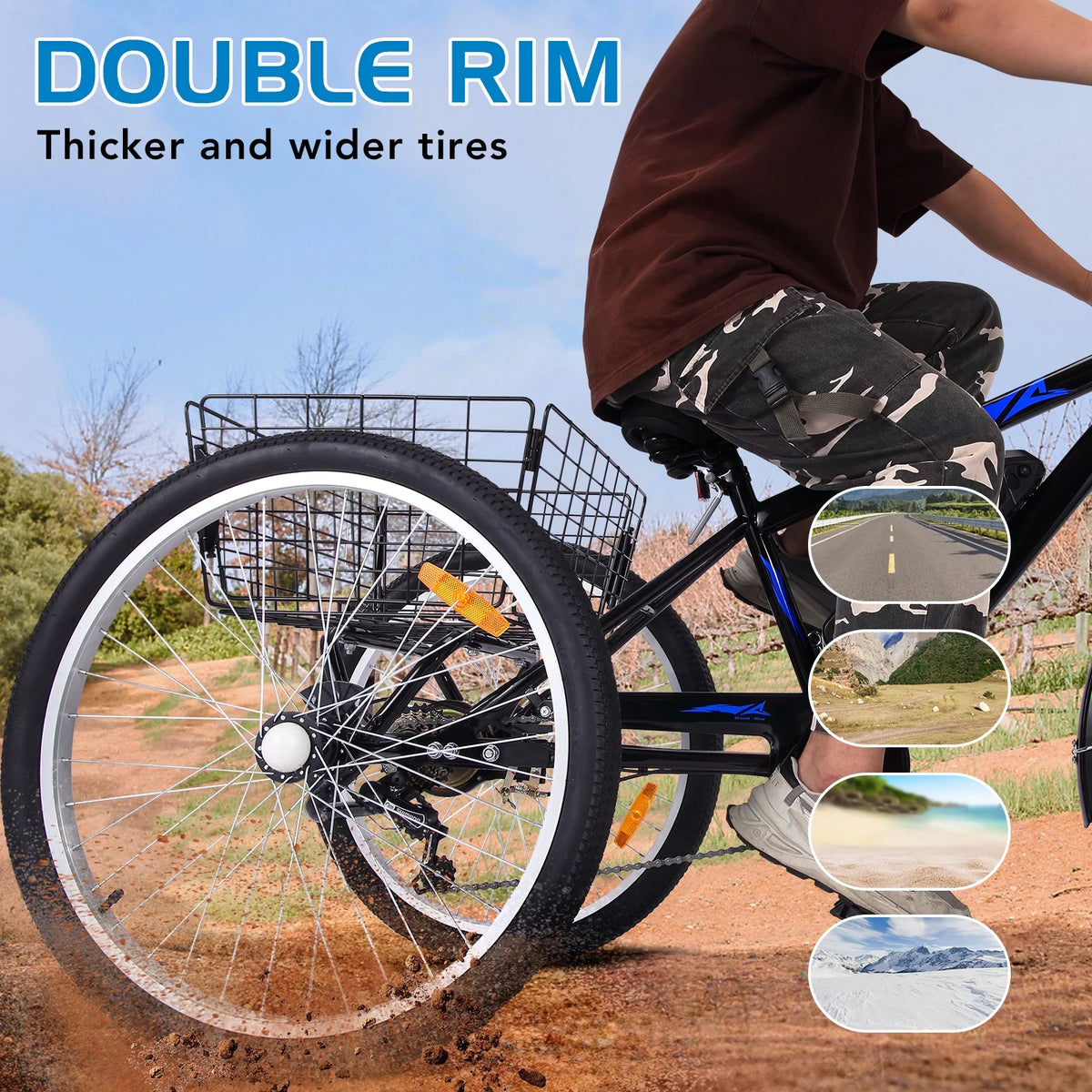 7-Speed Electric Trike with Basket F548