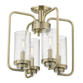 Aged Brass Semi-Flush Fixture with Seeded Glass N34305